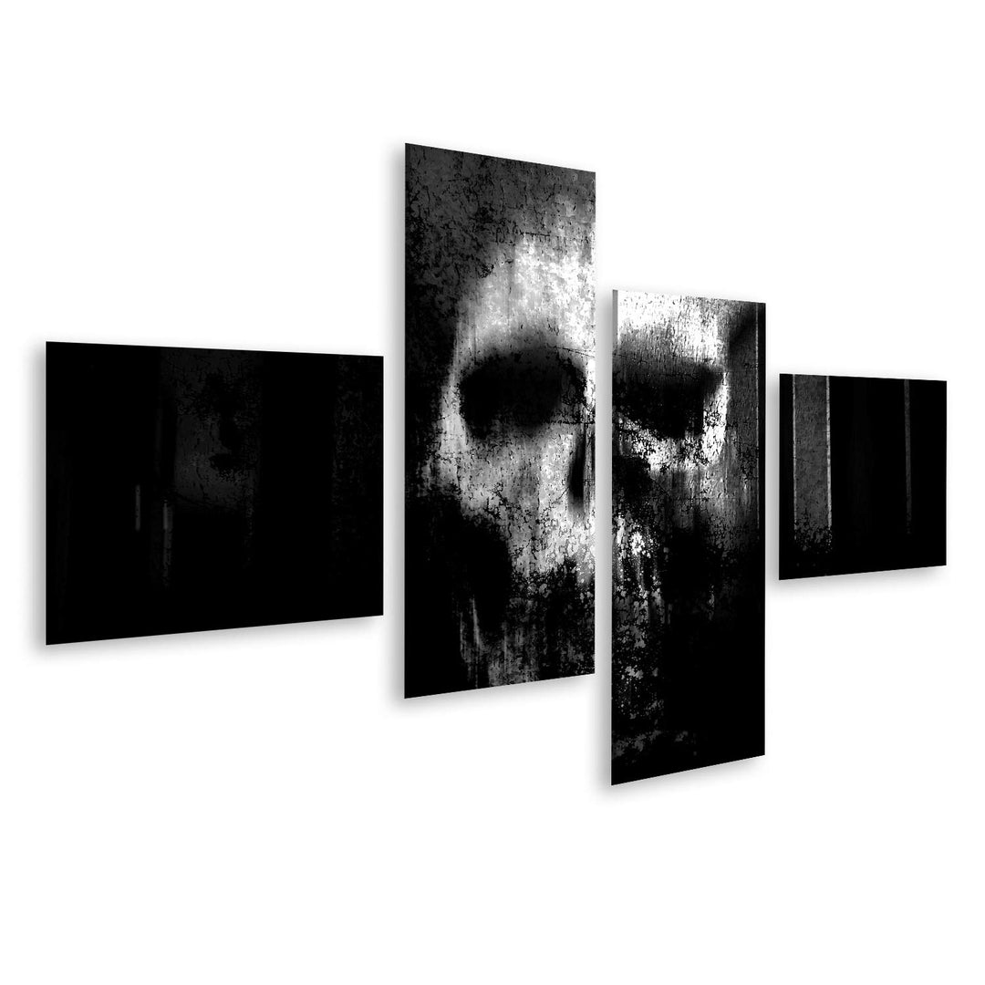 islandburner Bild auf Leinwand Horror Schädel Schwarzweiss Horror Hintergrund Für Halloween Und Film
