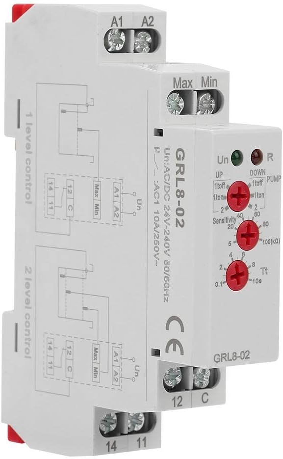 Niveaurelais, GRL8-02 AC/DC 24V-240V 10A Niveaurelais zur Überwachung des Flüssigkeitsstands in Beck