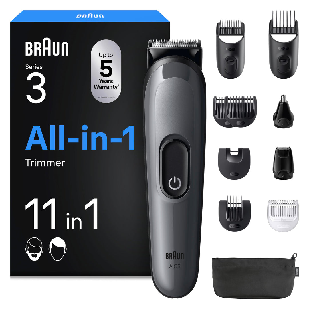 Braun All-in-One Trimmer-Set 3, 11-in-1 Multigroom, Barttrimmer, Nasenhaartrimmer, Haarschneidemasch