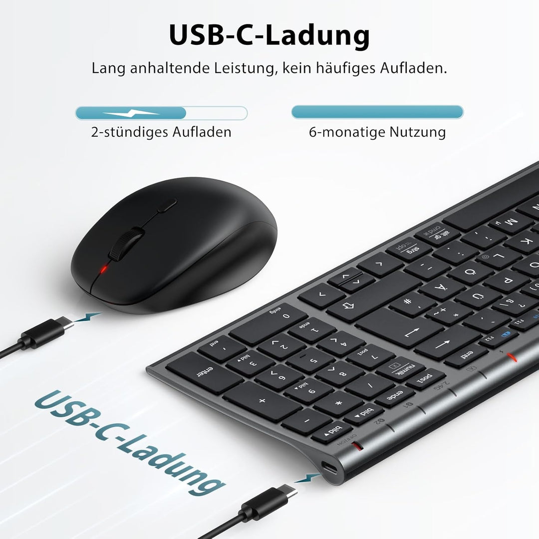 iClever Bluetooth Tastatur mit Maus, Tastatur Maus Set Kabellos,Wiederaufladbare Dualmodus (Bluetoot
