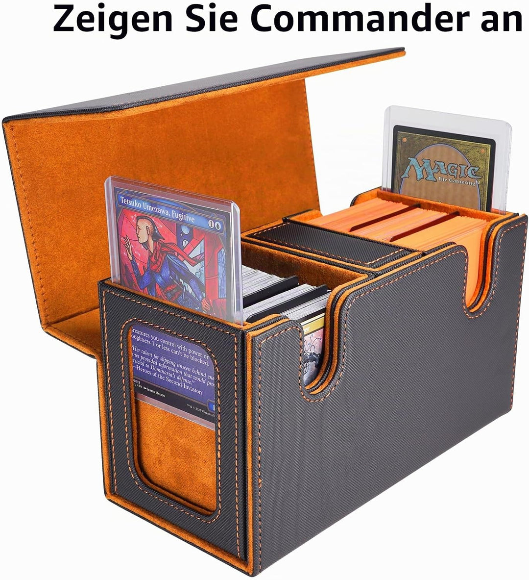 AFIING MTG Commander Kartenbox, 3-in-1 Karten-Aufbewahrungsbox für 200+ doppelt gesleevte Karten, Ma