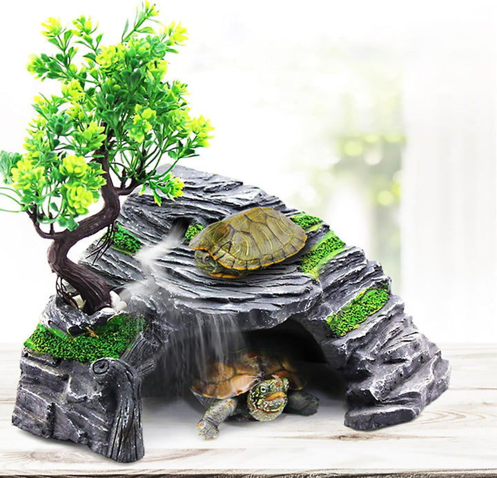 OMEM Reptilienbox Unterschlupf Terrarium Versteck Höhlen Schildkröte Rampe Basking Platform Habitat