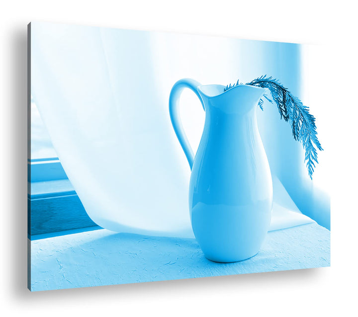 deyoli Stillleben einer weissen Vase Format 80x60 Effekt: Monocrome Blau als Leinwandbild, Motiv fer