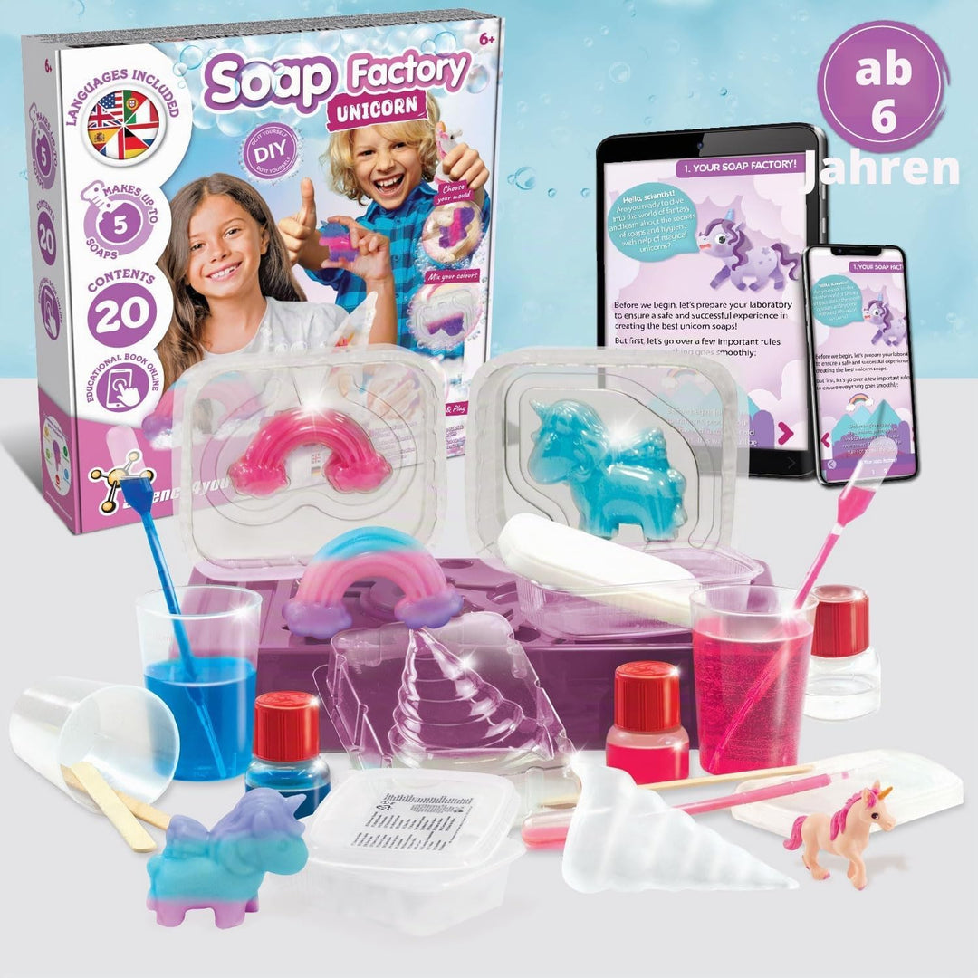 Science4you Einhorn Lab Seife Machen Kit für Kinder 6+ Jahren, Machen Sie Ihre Eigenen Seifen Mit Gl