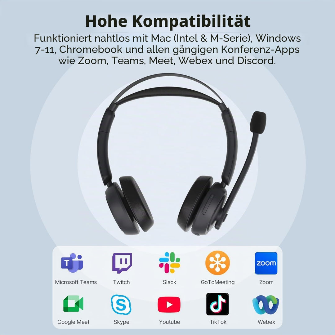 NEARITY EP320 Wireless Headset mit Mikro für Arbeit, Bluetooth-Headset mit Geräuschunterdrückung, US
