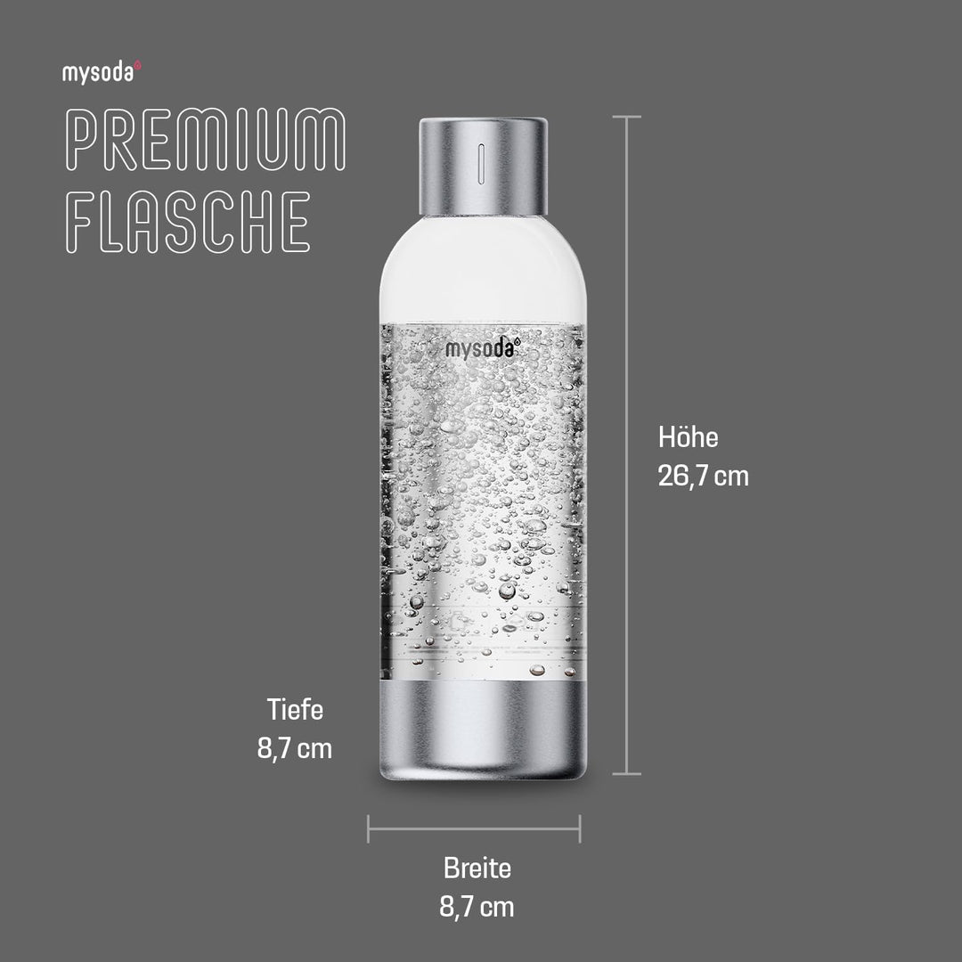 Mysoda: Hochwertiges und BPA-freies Premium 1 Liter Wasserflasche für Wassersprudler, Deckel und Bod