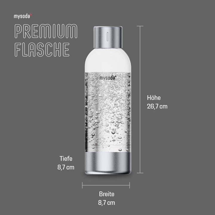 Mysoda: Hochwertiges und BPA-freies Premium 1 Liter Wasserflasche für Wassersprudler, Deckel und Bod