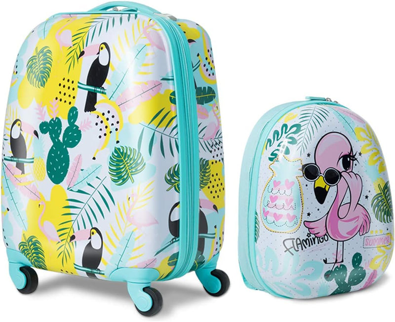 DREAMADE 2tlg. Kinderkoffer mit Rucksack, 16” + 12” Kinderkoffer Set , Kindertrolley Kindergepäck Ha