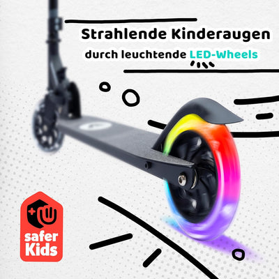 Apollo Scooter LED - Moonracer City Scooter mit Federung, Roller klappbar Tretroller Kinder ab 4 Jah