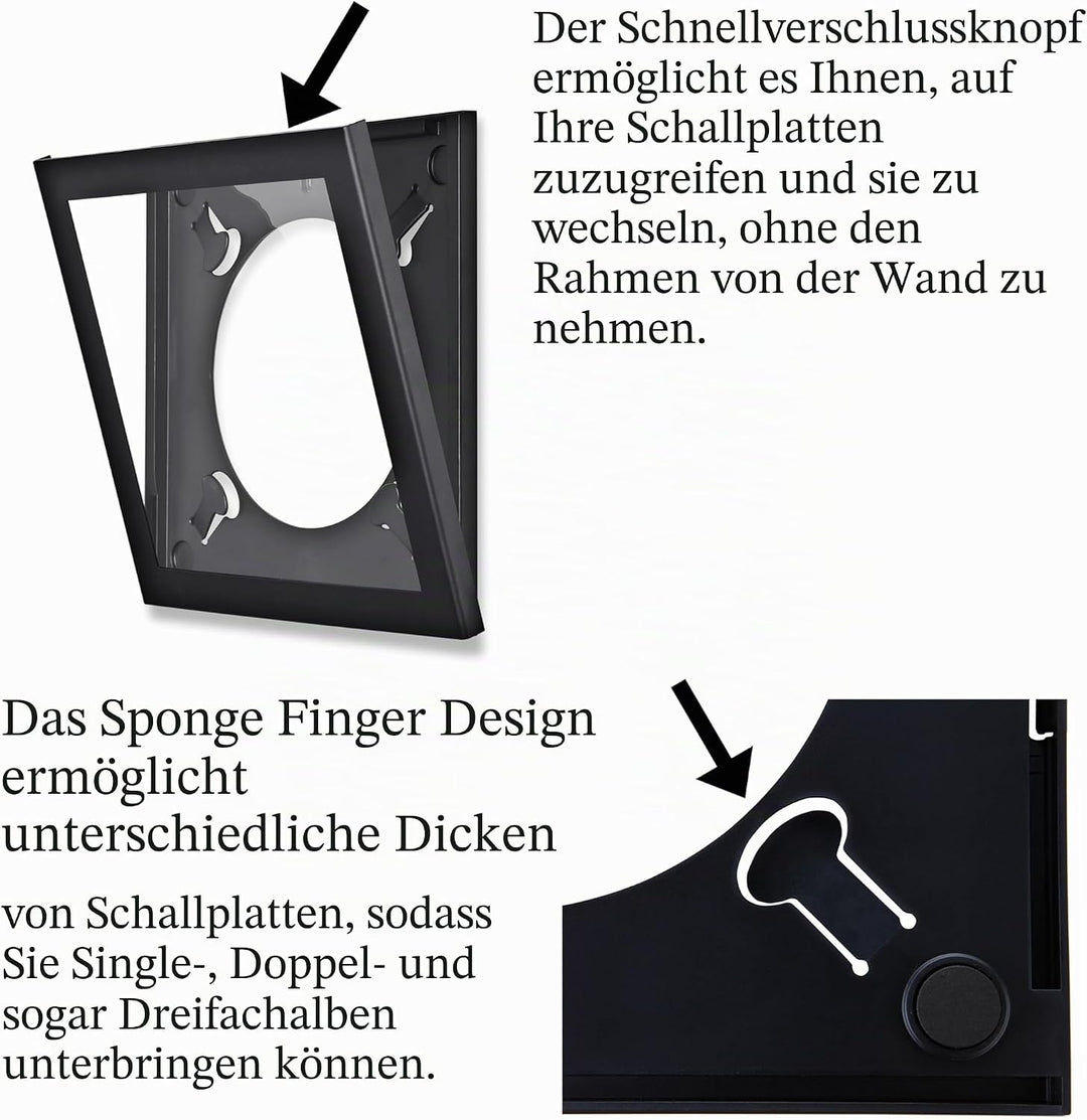 Show & Listen, Schallplattenrahmen, Frame für Vinyl und LP Cover, schwarz Schwarz single, Schwarz si