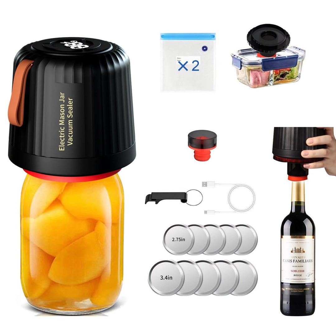 Mason Jar Einmachglas Vakuumierer für Einmachgläser Kompatibel Vacuum Sealer mit Vakuumbeutel, Weinf