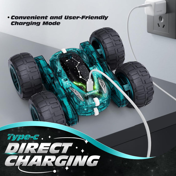 Tecnock 2025 Ferngesteuertes Auto mit 2.4 Ghz Fernbedienung 360°Flip Stunts Rc Auto Monstertruck mit