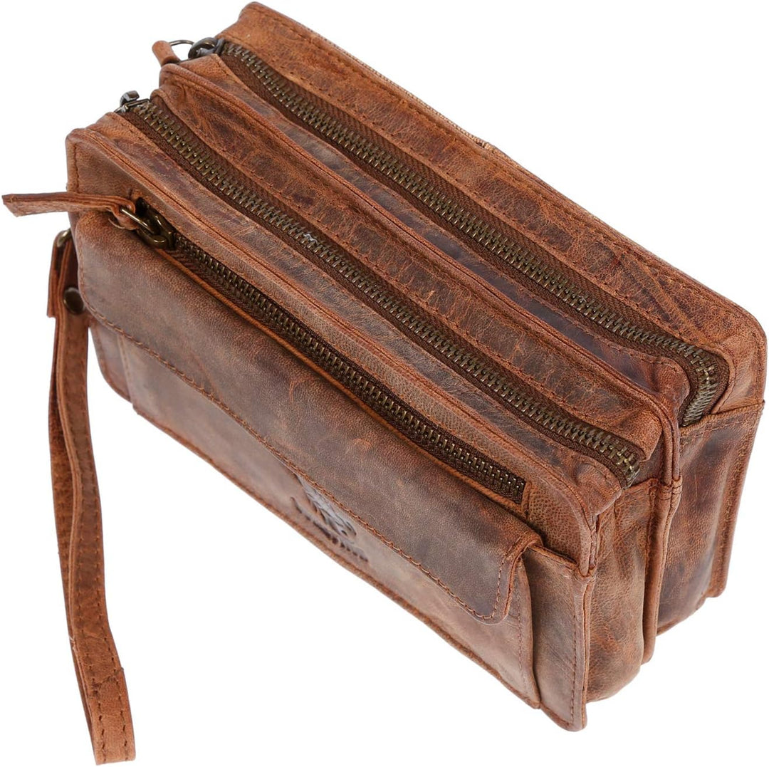 Christian Wippermann Herren echt Leder Handgelenktasche Herrenhandtasche Dokumententasche Tasche Dop