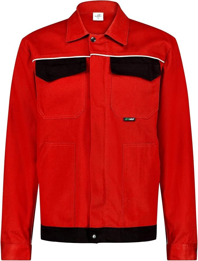 BWOLF ARES 100% Baumwolle Arbeitsjacke Männer Arbeitsjacke Herren Arbeitsjacke Bundjacke S Schwarz/R