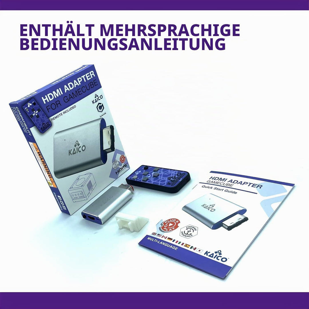 Gamecube HDMI Adapter für Original Nintendo Gamecube mit GCVideo Software - Unterstützt 2-Fach Zeile