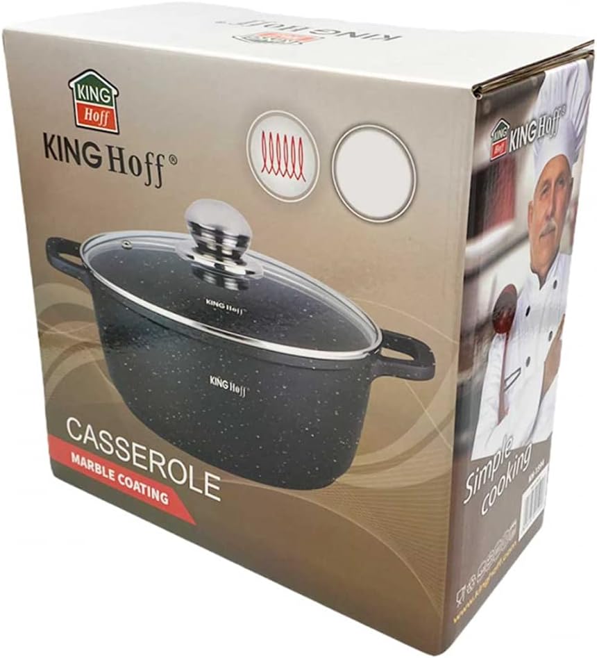 Marmor Töpf Kochtopf 5,6L 26cm mit Glasdeckel Marmorbeschichtung KINGHOFF (Ø26cm) Ø26 cm, Ø26 cm
