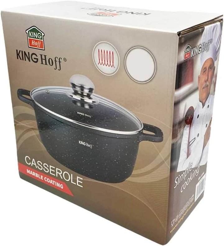 Marmor Töpf Kochtopf 5,6L 26cm mit Glasdeckel Marmorbeschichtung KINGHOFF (Ø26cm) Ø26 cm, Ø26 cm