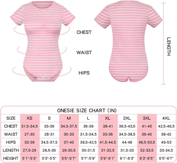 Landofgenie Bodys für Damen Einteiler Bodysuit Jumpsuit Baumwolle Kurzarm Nette Onesie Pyjamas Nacht