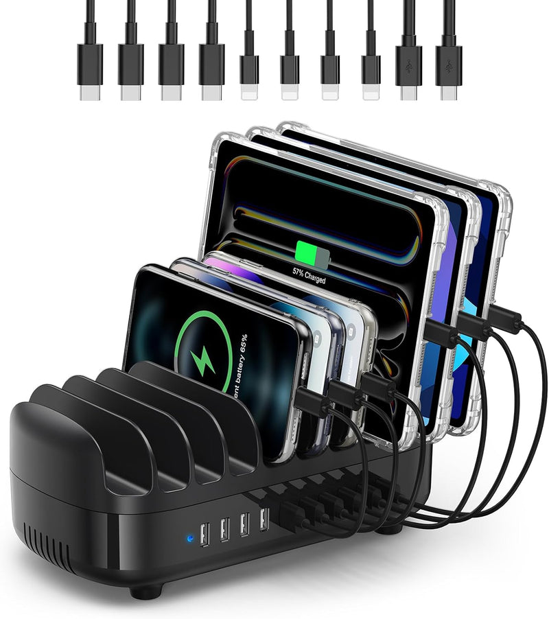 ORICO 120W Ladestation für Mehrere Geräte, Neues Upgrade 10 Ports Smart USB Ladestation mit Kühlvent