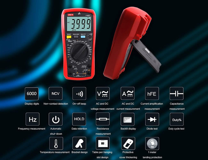 UNI-T UT890C Professionelles Digitalmultimeter Tester Voltmeter Amperemeter Ohmmeter RMS 6000-Konten