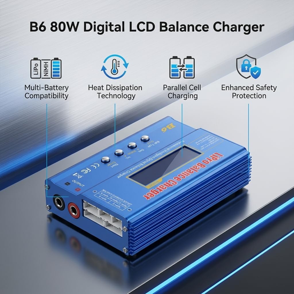FTVOGUE B6 80W Digital LCD Balance Ladegerät Entlader Parallel Ladegerät für LLiPo NiMH RC Batterie