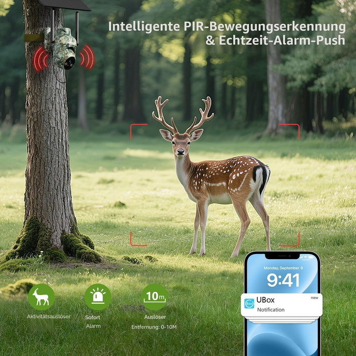 Lemnoi 4G LTE Solar Wildkamera mit SIM Karte Vorinstalliert, Akku Wildkamera mit Bewegungsmelder, 2K