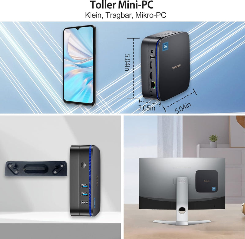 Blackview Mini PC, Intel New 2025 Gen N150(up to 3.6GHz) Mini Computer Windows 11 mit 16GB DDR4 RAM