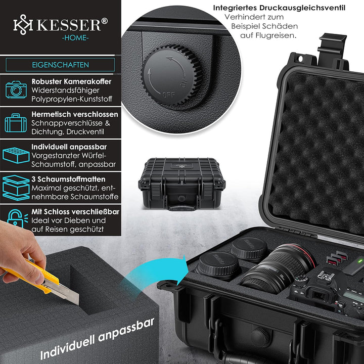 KESSER® Kamerakoffer 15 Liter, unisversal anpassbar, wasserdicht, Universalkoffer, Outdoor, wetterfe