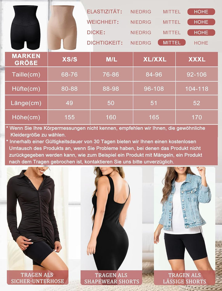 SURE YOU LIKE Damen Figurenformend Miederpant Miederhose Mit Bein Shapewear Hohe Taille Body Shaper