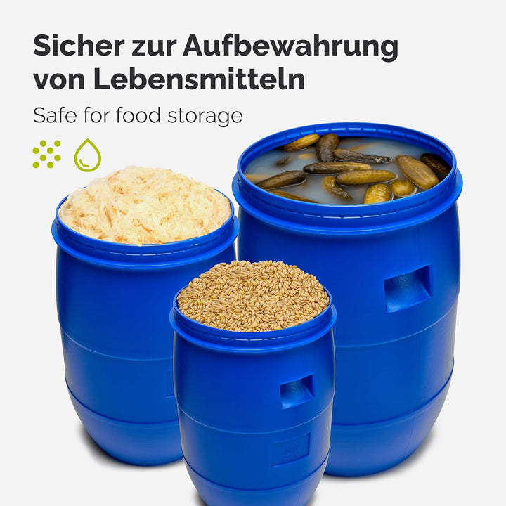 Garronda 220 Liter Regentonne mit Deckel Weithalsfass aus HDPE Regenfass für Garten Fass 220l Regenw
