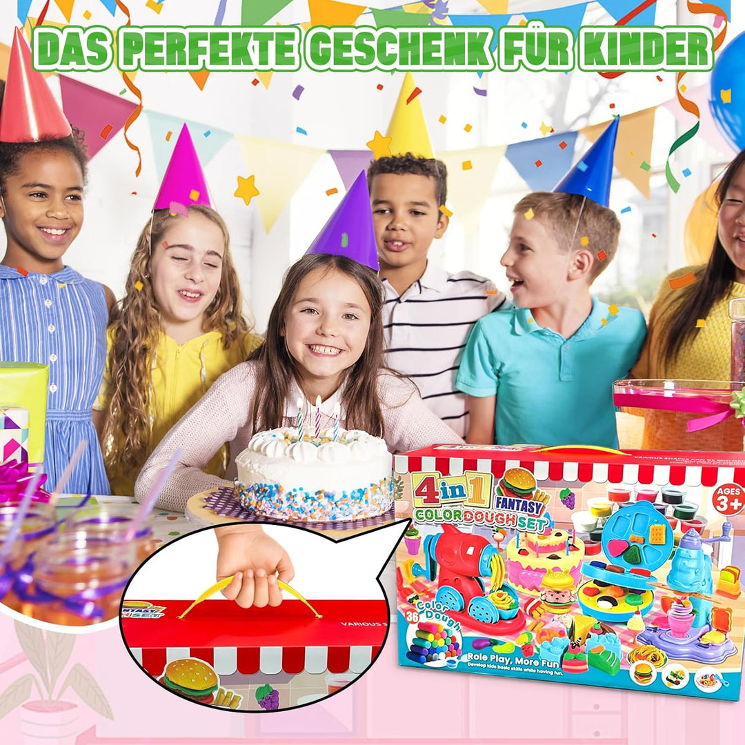 JONRRYIN Knete Set für Kinder, 102 Stück Knete Zubehör Knetwerkzeug mit 36 Modelliermasse, Kreatives