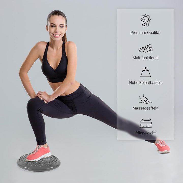 MSPORTS Ballsitzkissen inkl. Pumpe und Übungsposter | ca. 32 cm Durchmesser mit Noppenoberfläche - i
