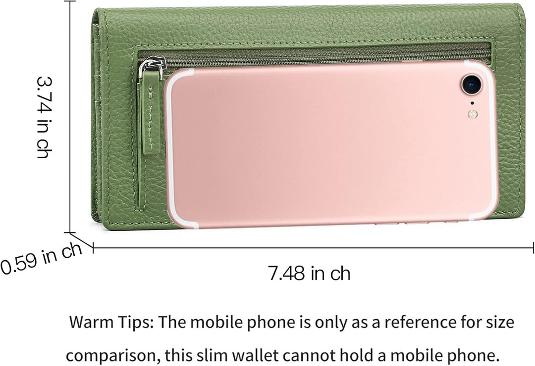 SENDEFN Dünne Geldbörse Damen, Echtes Leder Klein Portemonnaie Damen, RFID Schutz Dünn Clutch für Fr