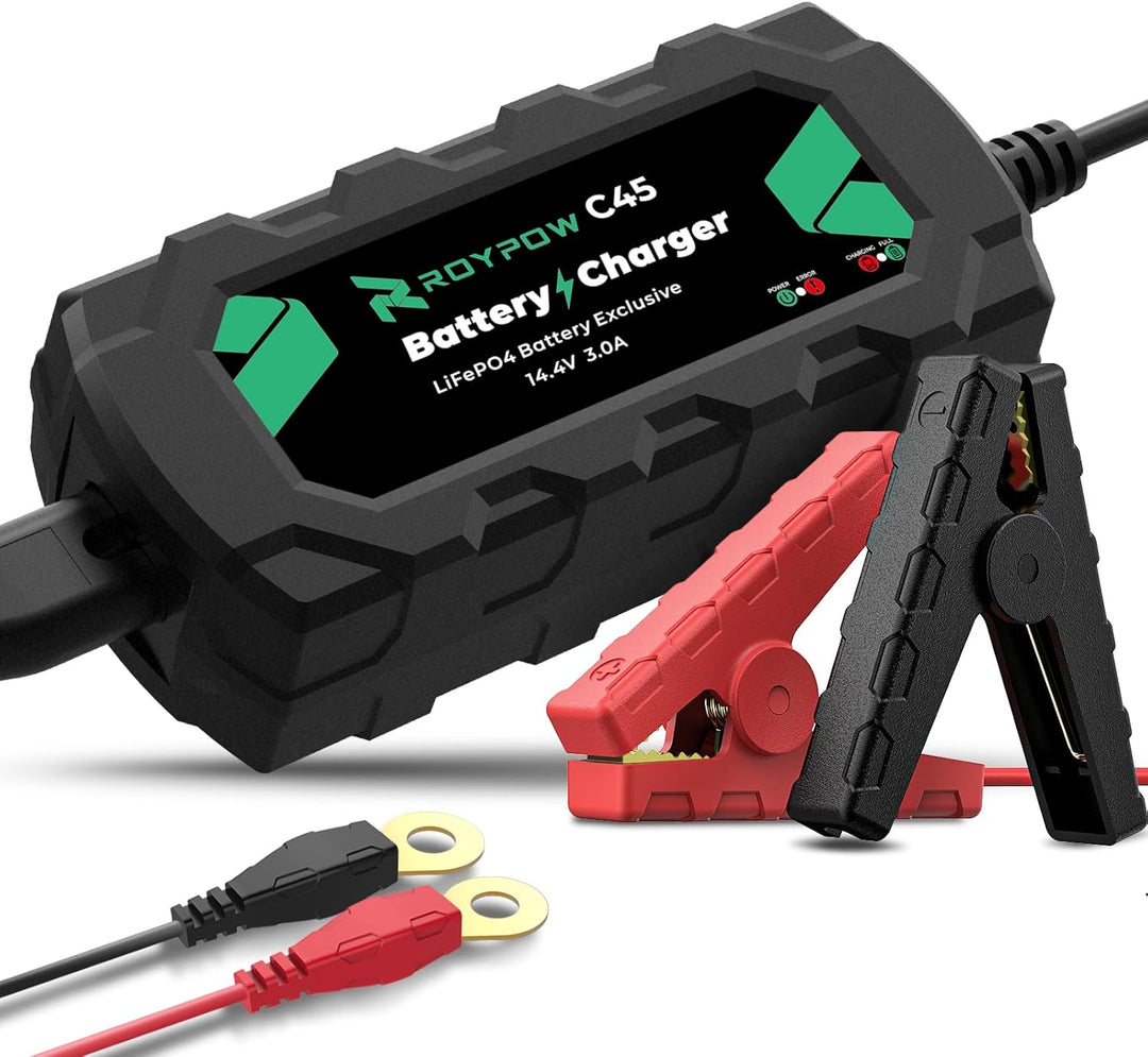 LiFePO4 Ladegerät 12V Lithium Batterieladegerät, RoyPow 3A Erhaltungsladegerät Batterie-Erhaltungsge
