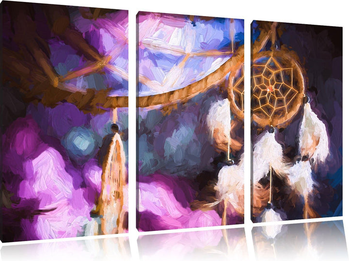Pixxprint Traumfänger / 3-Teilig/Gesamtmass 120cm Leinwandbild bespannt auf Holzrahmen/Wandbild Kuns