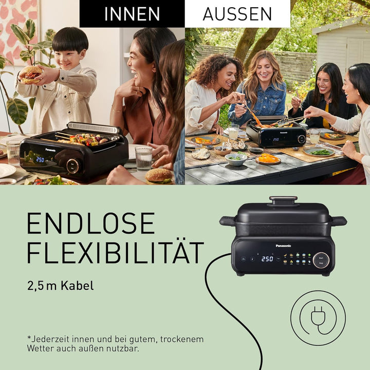 Panasonic NF-GM400KXE 4-in-1 Elektro-Multikocher, Elektro Tischgrill, Braten, Slow Cook, BBQ, Dämpfe
