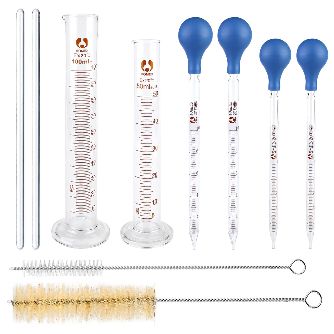 Glas Pipette Glas Messzylinder Set, Glas Pipette Dropper, 4 Stück Transfer Pipette 5ml 10ml,2 Stück
