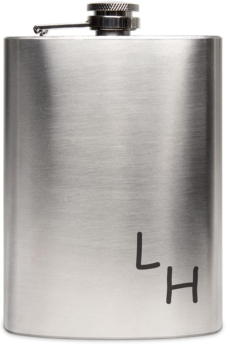Edelstahl Flachmann 237 ml silber inkl. individuelle Gravur in Schwarz von Paule Black - personalisi