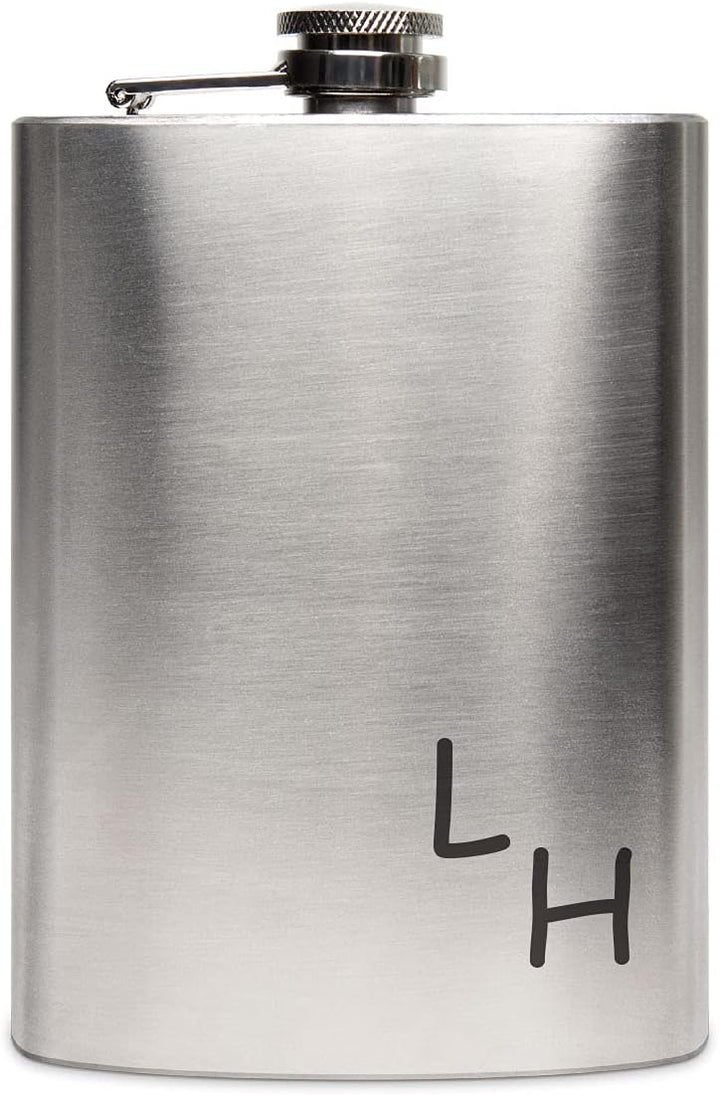 Edelstahl Flachmann 237 ml silber inkl. individuelle Gravur in Schwarz von Paule Black - personalisi