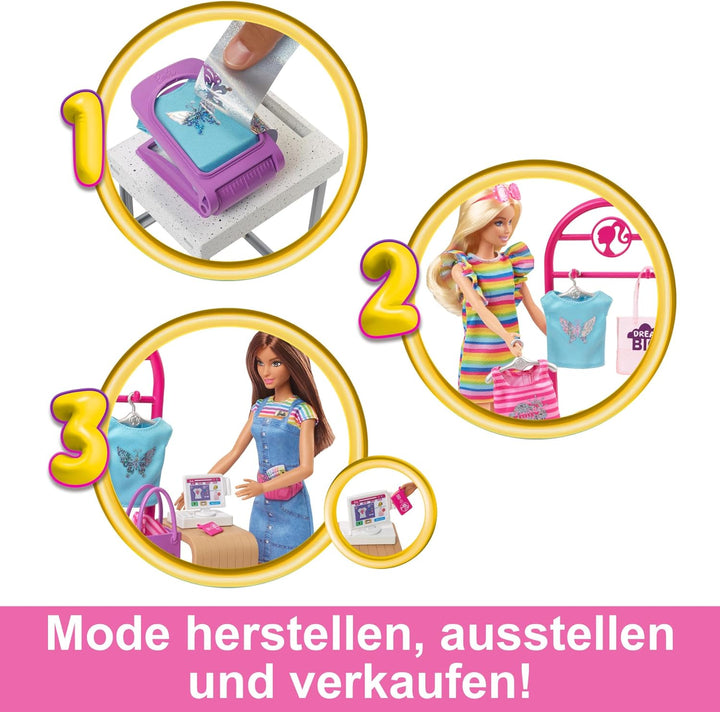 BARBIE Mode-Boutique Spielset - Foliendesigns für Barbie-Puppe, über 150 originelle Looks, inklusive