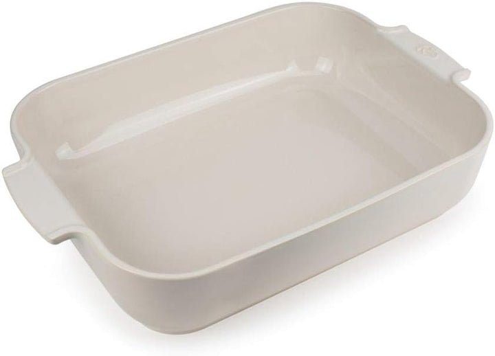Peugeot Appolia Rechteckige Auflaufform mit Griffen, Keramik, Ecru / Weiss, 8,3x40,5x27 cm, Fassungs