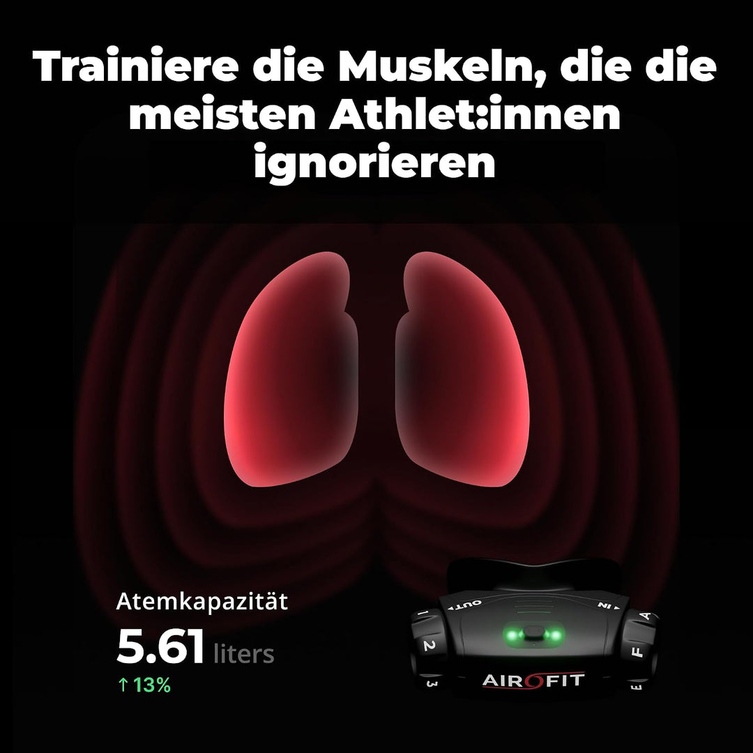 Airofit Elite Atemtrainer – Einstellbarer Widerstand fürs Training | Tragbar; Widerstandsräder; App-