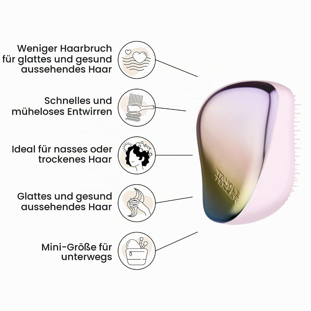 Tangle Teezer Haarbürste Compact Styler Pearlescent Matte - Kompakte Bürste für unterwegs - Entwirre