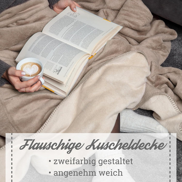 Moon Doubleface Kuscheldecke, Wohndecke aus Baumwollmischung - ca. 150x200 cm mit geketteltem Rand (