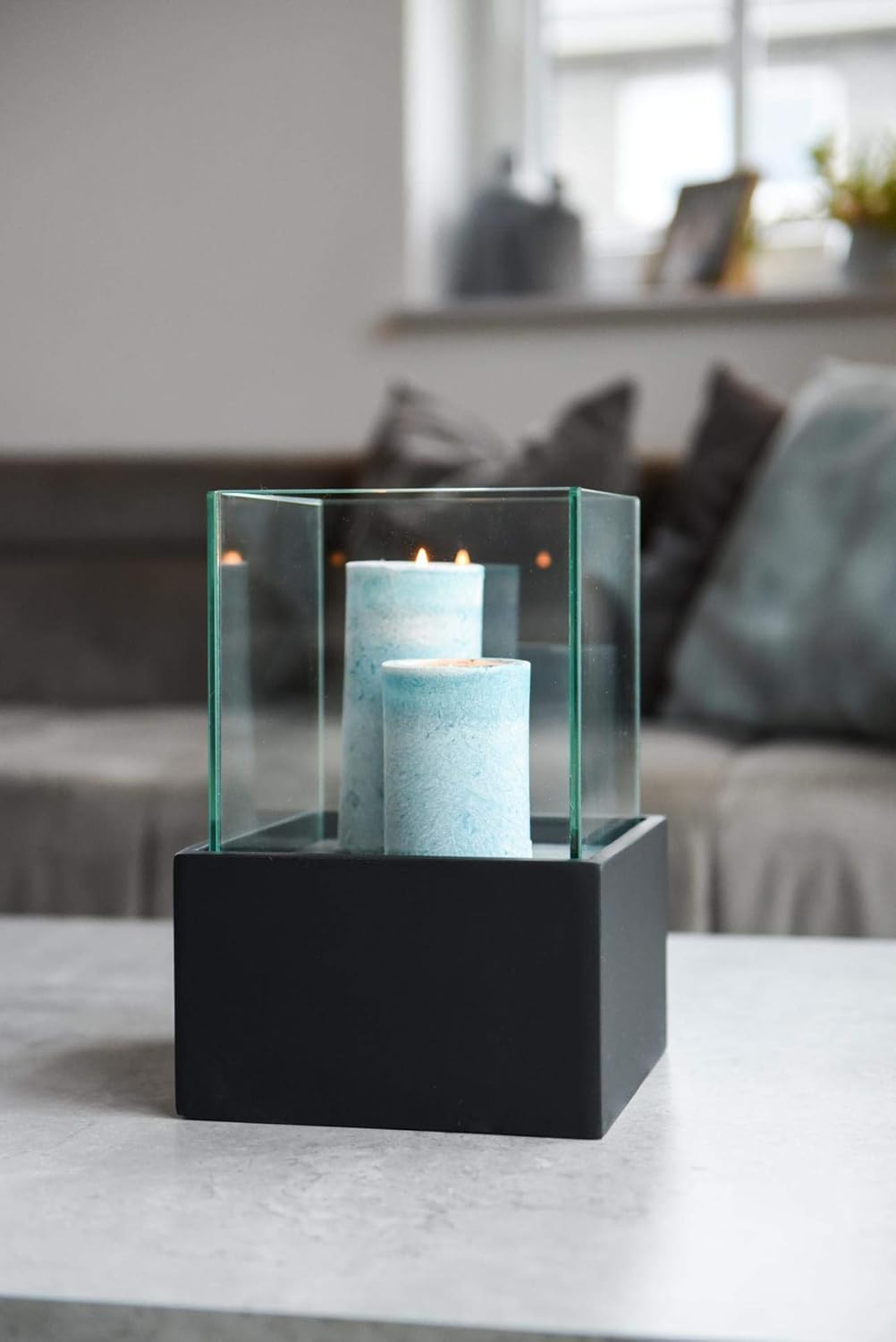 Deko-Windlicht Kerzenhalter viereckig CANDELITA - Schwarz Matt 20x20x29 20x20x29 Schwarz Matt, 20x20