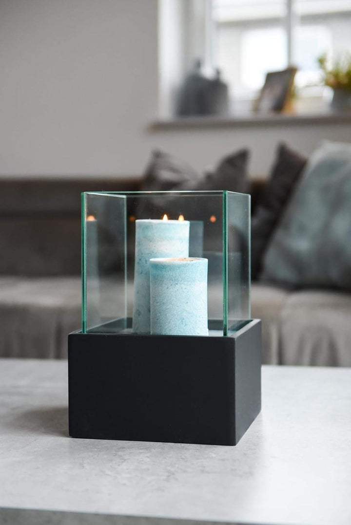 Deko-Windlicht Kerzenhalter viereckig CANDELITA - Schwarz Matt 20x20x29 20x20x29 Schwarz Matt, 20x20