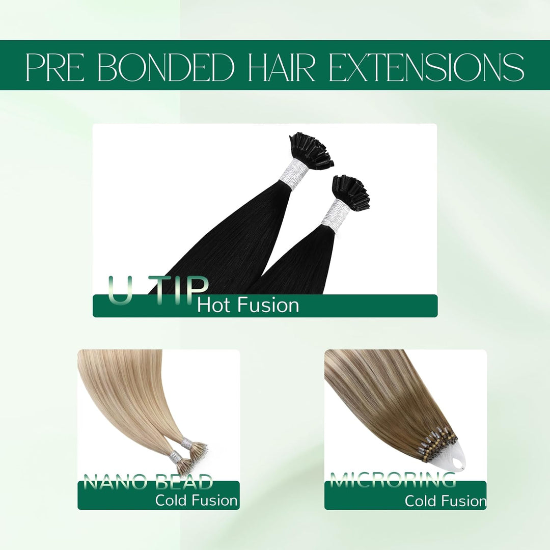 Easyouth Keratin Bonding Haar Extensions Bondings Nail Tip Remy Hair Extensions 14 Zoll 50g/50Stück
