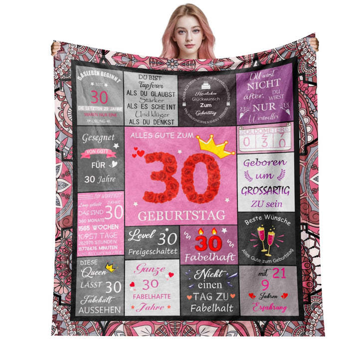 30 Geschenke für Frauen Decke, Flauschig Wohndecke,Geschenk 30. Geburtstag Frau Decke,Geburtstaggesc