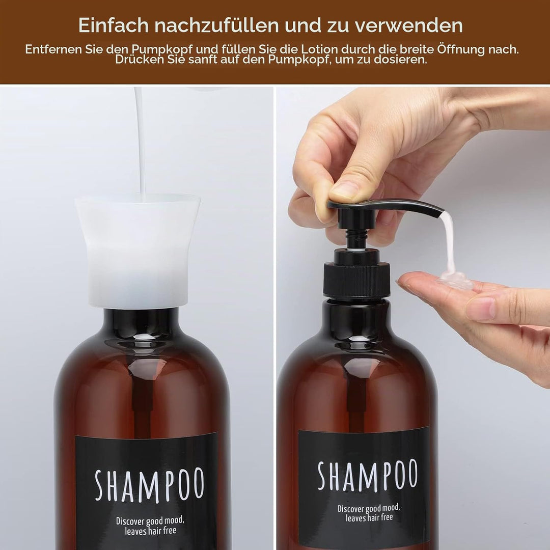 Segbeauty Lotion Dispenser, 3 Stück 1000 ml Seifenspender Set mit Etiketten, Shampoo Spülmittelspend