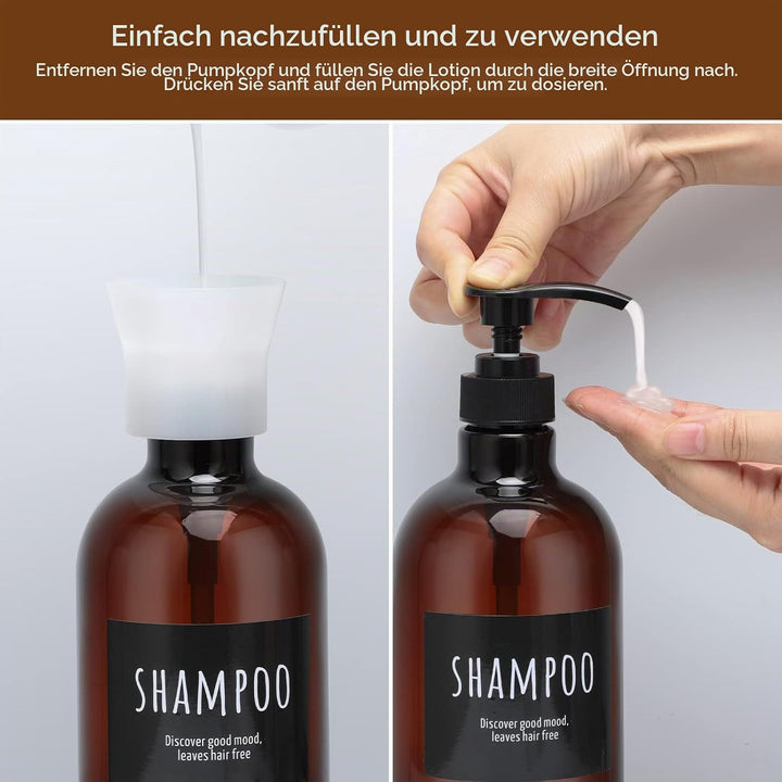 Segbeauty Lotion Dispenser, 3 Stück 1000 ml Seifenspender Set mit Etiketten, Shampoo Spülmittelspend